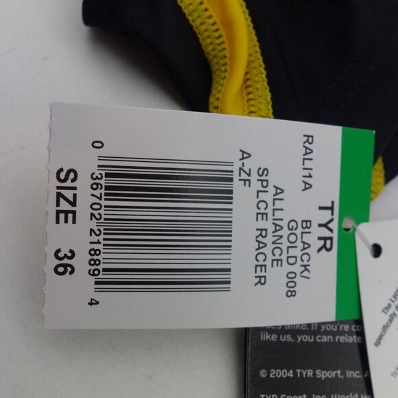 NEW TYR Male Competition Alliance Splice Racer Brief Swimsuit Black Gold Size 36 - Picture 8 of 9